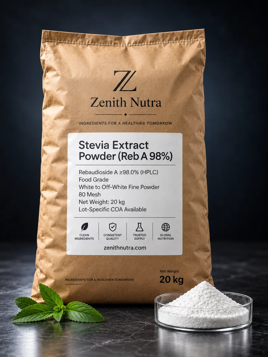 Stevia Extract Powder (Reb A 98%) — close-up texture